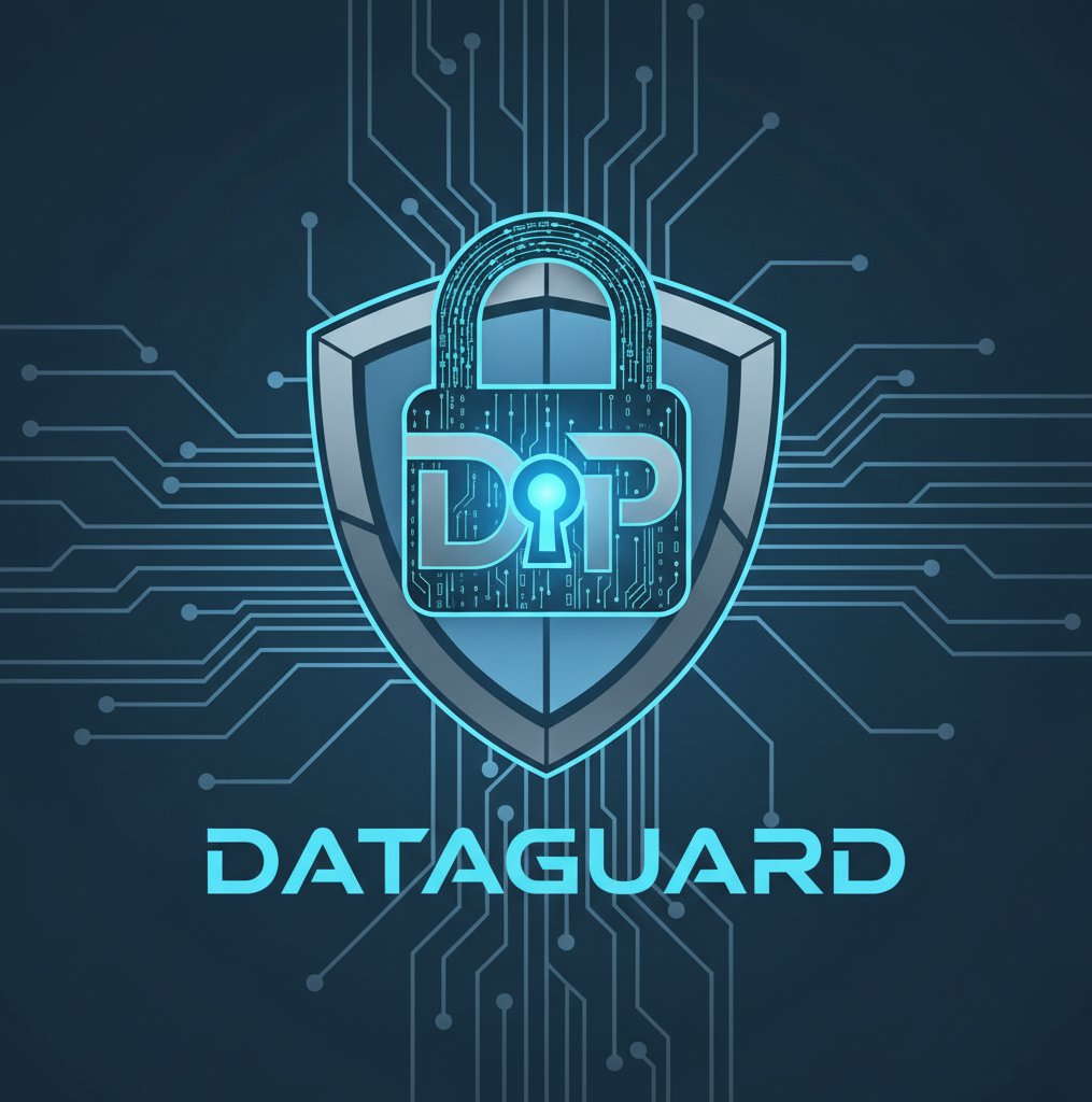 DataGuard visual identity: shield with a padlock over circuit traces